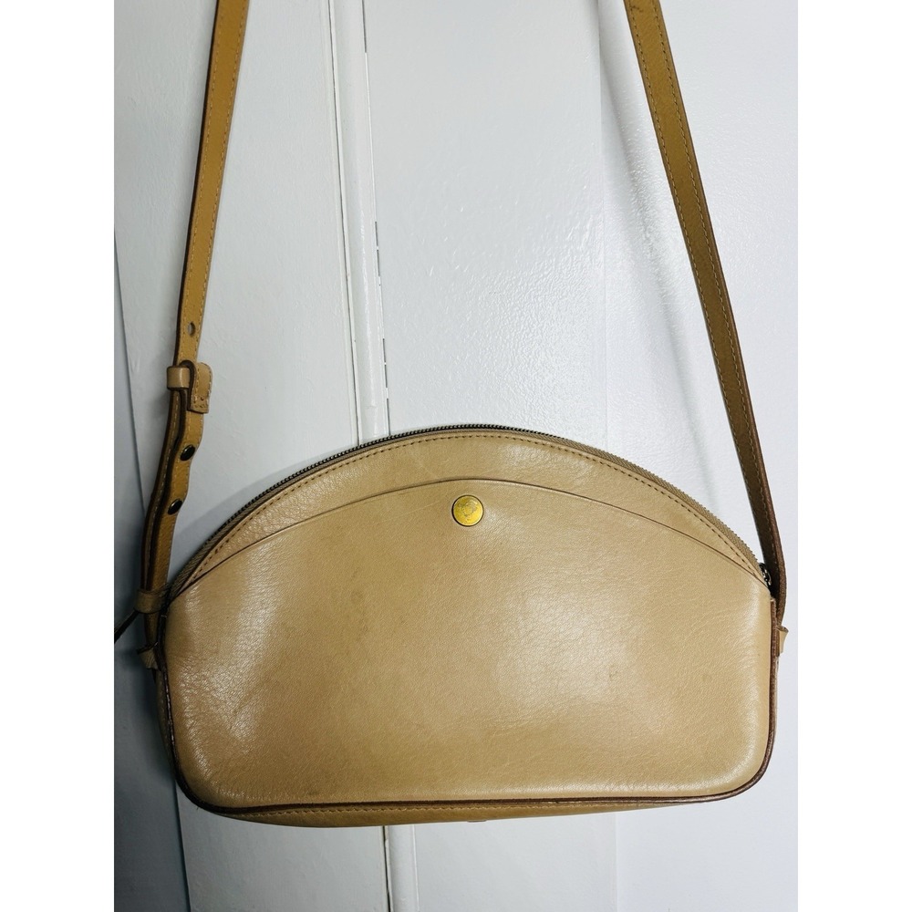 Madewell Tan Leather Half Moon Crossbody Bag Beige Adjustable Strap Boho Minimal